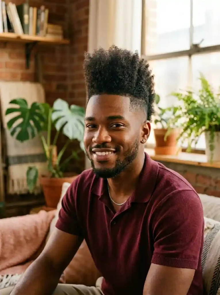 24 Black Mens Mohawk Hairstyles That Stand Out Anywhere 8 Afro Puff Mohawk for Natural Beautiful Elevated Style