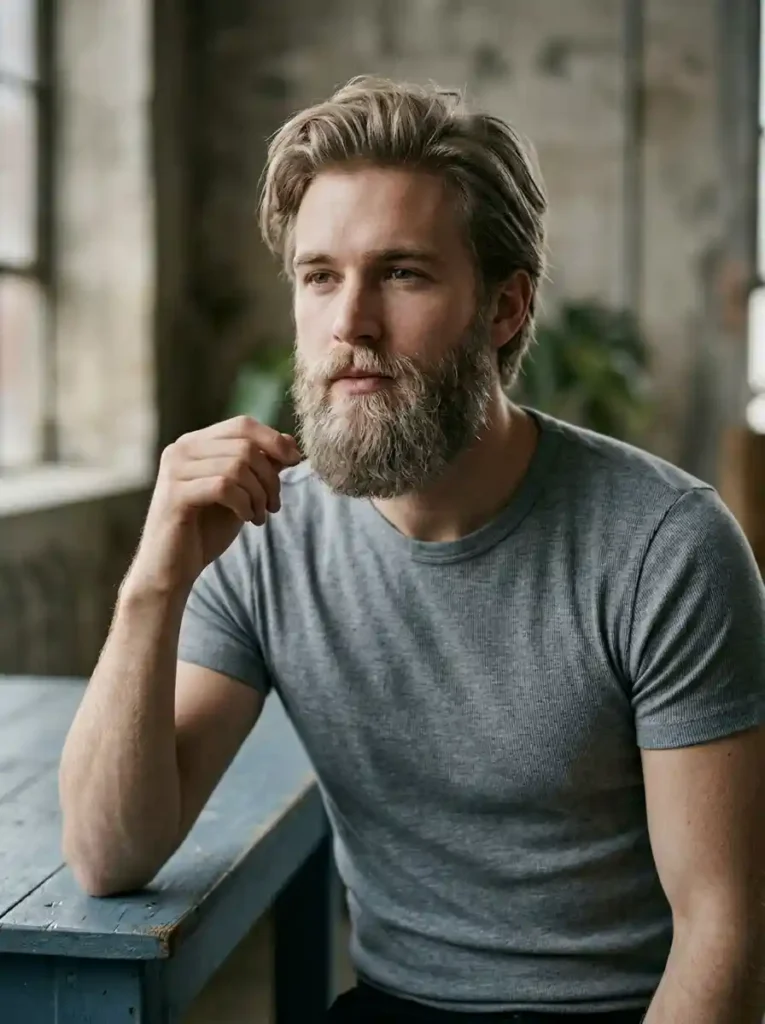 Ash Blonde Beard for Cool Sophisticated Striking Expression