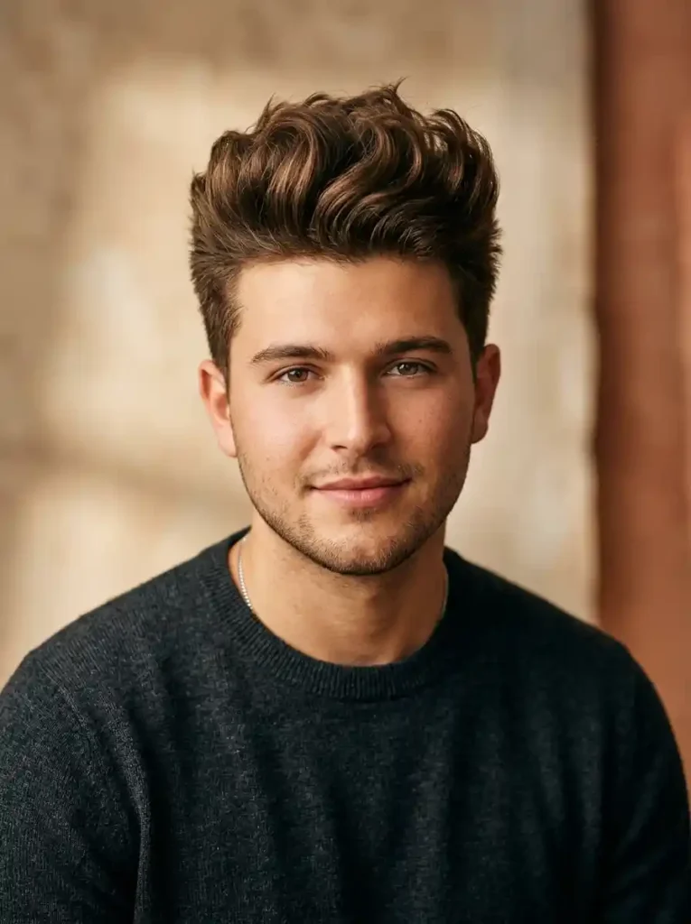 22 Best Hairstyles for Round Faces Men Swear By for Balance 14 Blow Dried Volume Crop for Modern Elevated Round Face Style