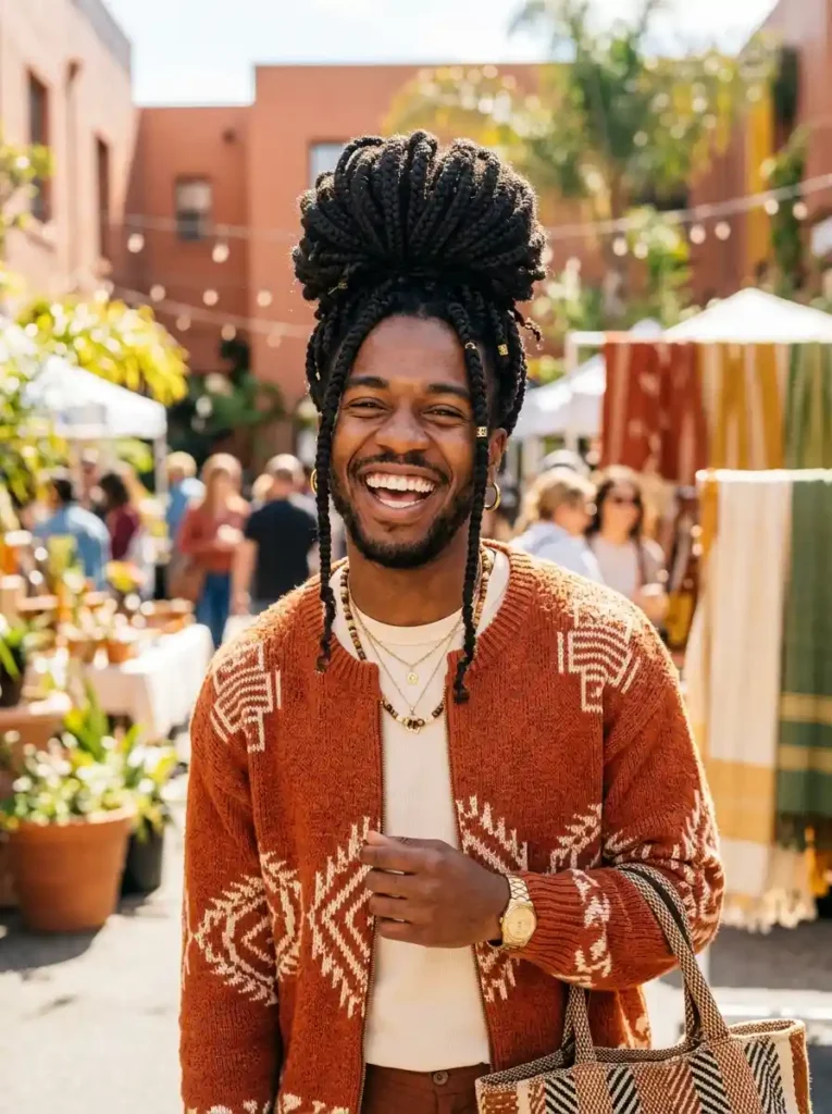 20 Box Braids for Men That Make a Bold Style Statement 14 Box Braids Styled into a High Puff
