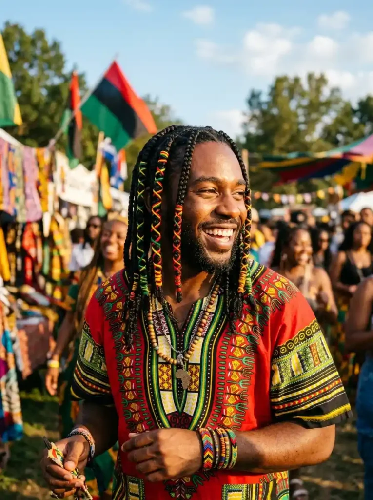 20 Box Braids for Men That Make a Bold Style Statement 15 Box Braids with Colored Thread Wraps
