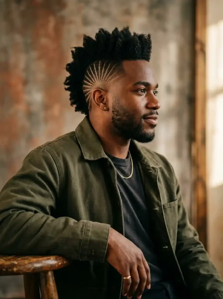 20 Mohawk Fade Ideas That Deliver Maximum Impact 4 Burst Fade Mohawk for Radiating Maximum Visual Impact
