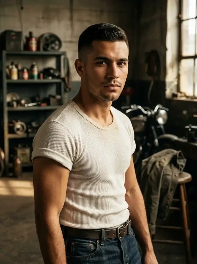 21 Greaser Hairstyles for Men That Define Vintage Cool 8 Classic Crew Cut Greaser for the Clean Tough Vintage Cool