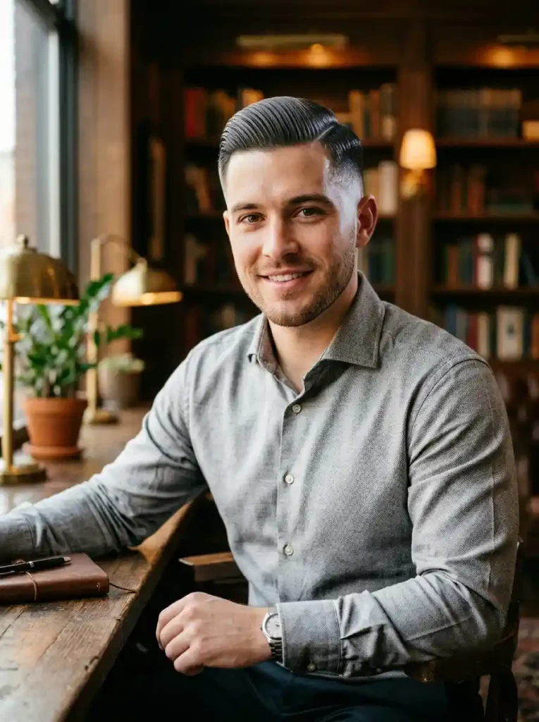 Comb Over with Low Fade for Classic Sharp Polished