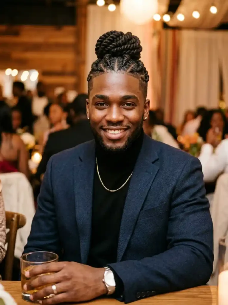 21 Twist Hairstyles for Men That Instantly Upgrade Your Style 21 Flat Twist Updo for Styled Occasion Natural Elevation