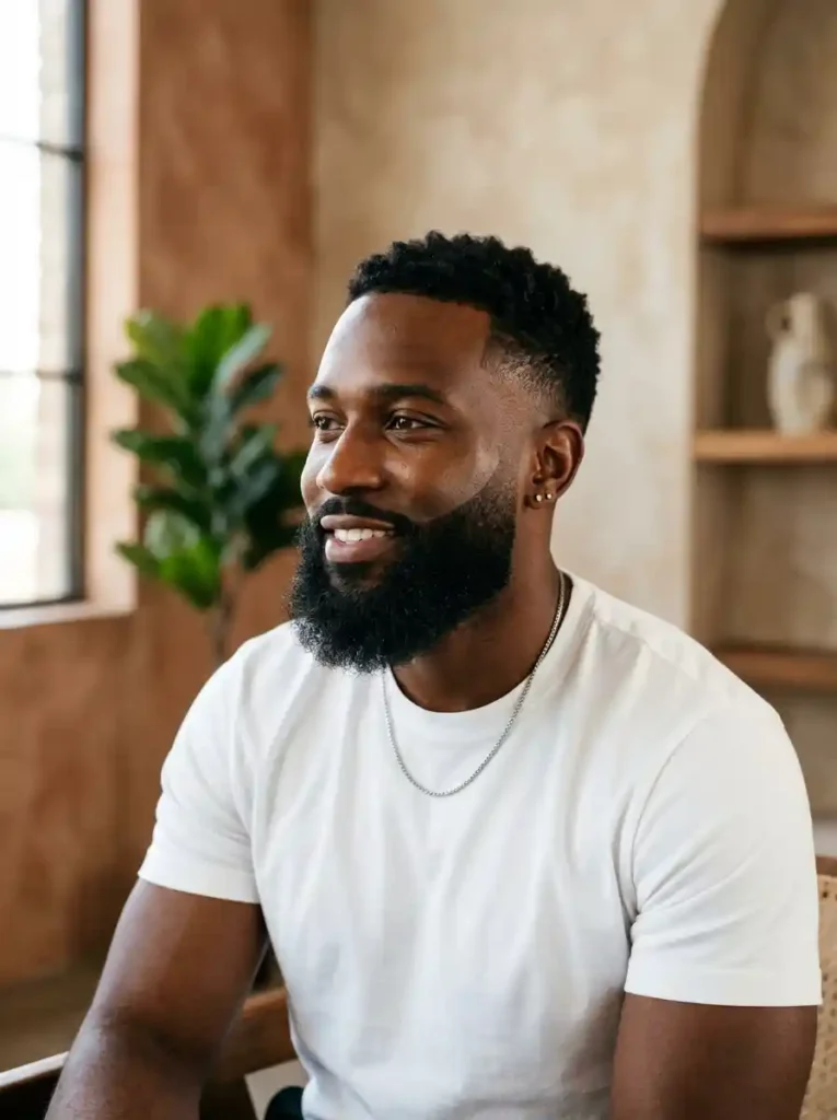 23 Beard Styles for Black Men That Elevate Your Look 8 Full Beard with Faded Sides for Modern Contemporary Elevation