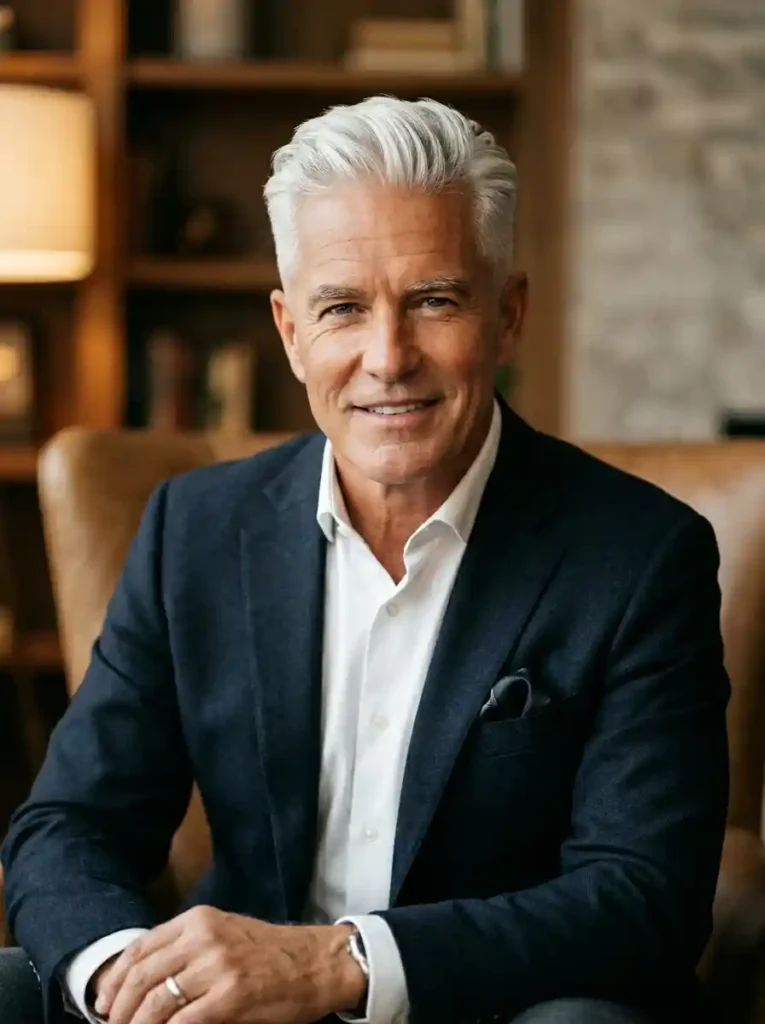 22 Grey Hairstyles Men Can Wear With Confidence 1 Full Silver Short Cut with Clean Taper for Distinguished Confidence