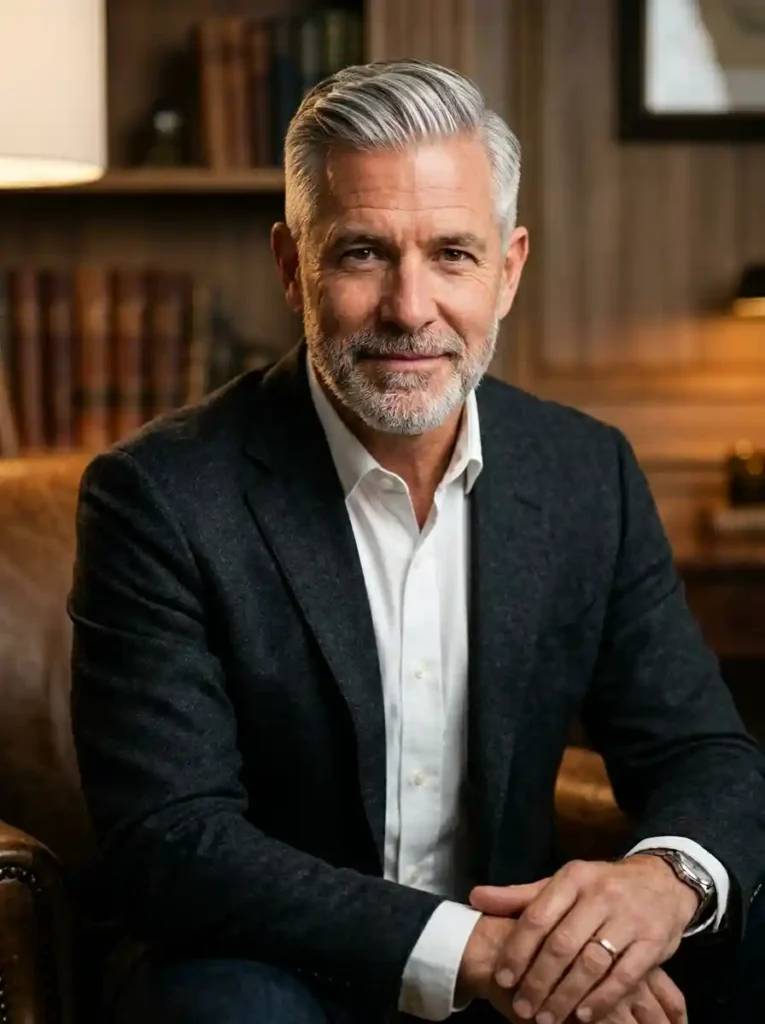 24 Ivy League Haircut Ideas for a Clean Professional Look 7 Grey Ivy League for Distinguished Mature Professional Confidence