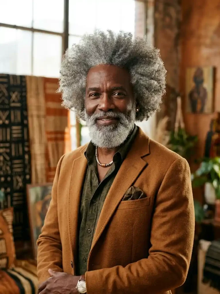 22 Grey Hairstyles Men Can Wear With Confidence 16 Grey Natural Afro for Culturally Confident Natural Power
