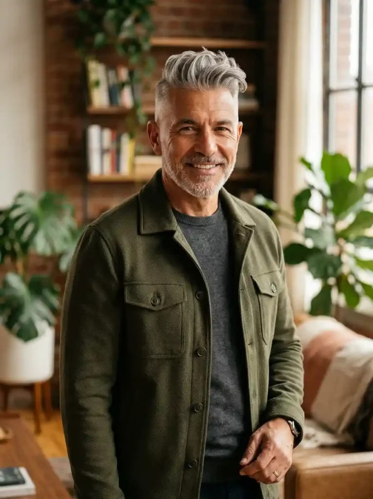 22 Grey Hairstyles Men Can Wear With Confidence 10 Grey Textured Quiff with High Fade for Confident Modern Bold