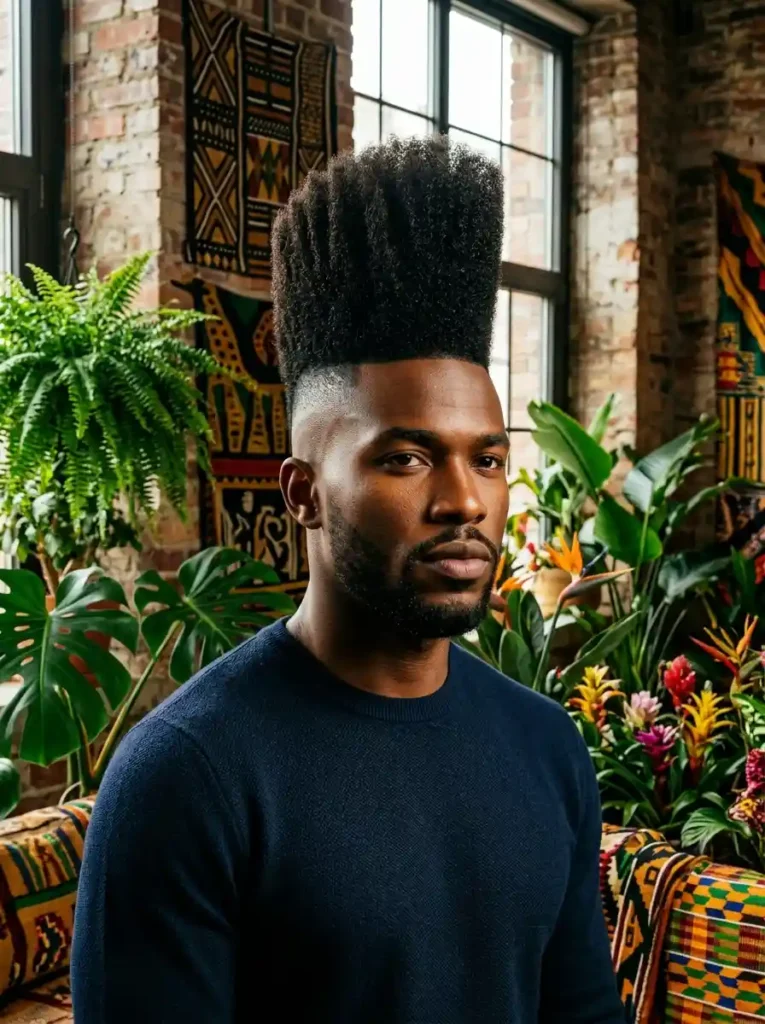 24 Black Mens Mohawk Hairstyles That Stand Out Anywhere 6 High Top Mohawk for Cultural Graphic Bold Elevation