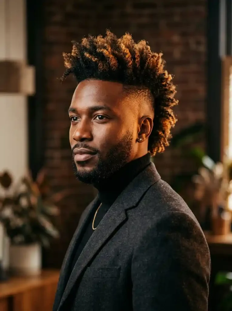 24 Black Mens Mohawk Hairstyles That Stand Out Anywhere 18 Highlighted Natural Mohawk for Dimensional Bold Modern
