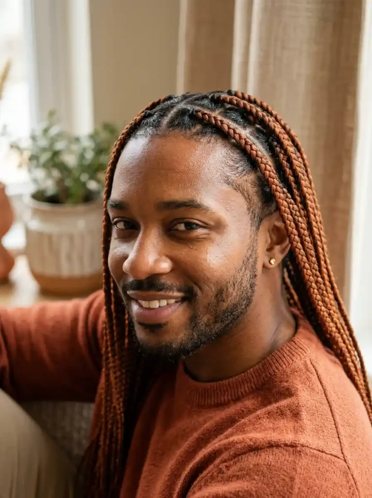 20 Box Braids for Men That Make a Bold Style Statement 4 Knotless Box Braids for a Natural Root Look