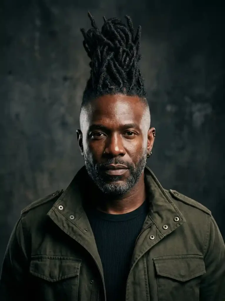 24 Black Mens Mohawk Hairstyles That Stand Out Anywhere 3 Loc Mohawk with Skin Fade for Mature Loc Bold Power
