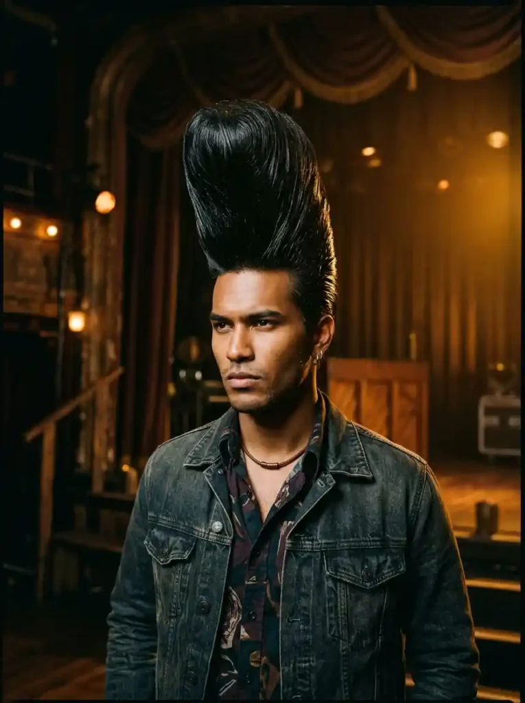 21 Greaser Hairstyles for Men That Define Vintage Cool 9 Long Greaser Pompadour for Maximum Theatrical Vintage Power