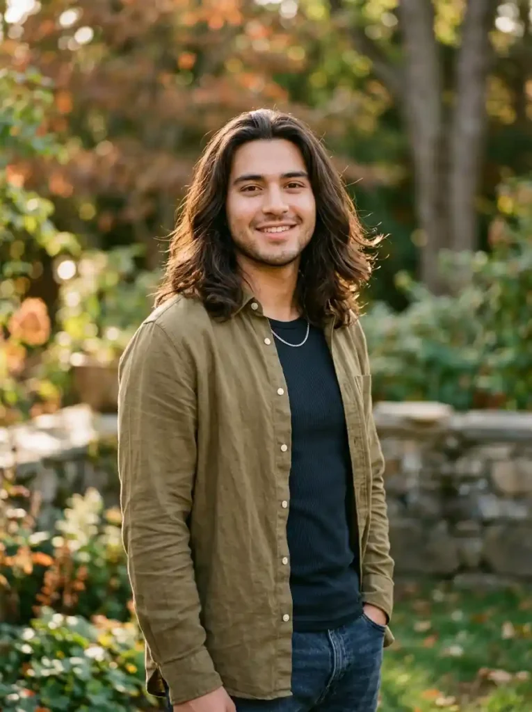 22 Best Hairstyles for Round Faces Men Swear By for Balance 5 Long Hair Center Part for Natural Elongating Round Face Flow
