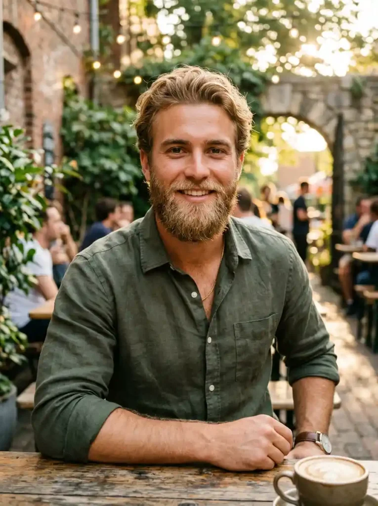 Medium Blonde Beard with Trimmed Shape for Everyday Striking Style