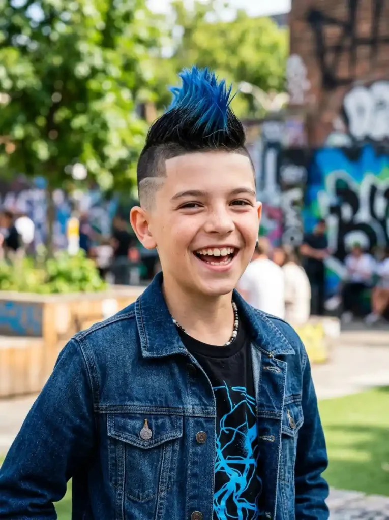 21 Boys Fade Haircuts Every Parent Will Want to Save 13 Mohawk Fade with Colored Tips for Bold Boys
