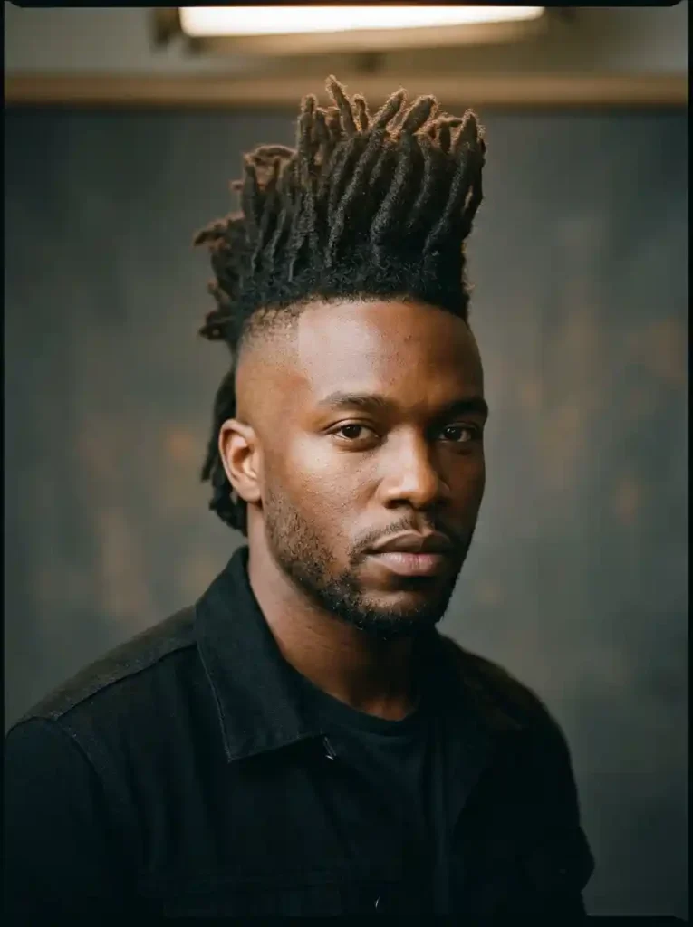 20 Mohawk Fade Ideas That Deliver Maximum Impact 20 Mohawk Fade with Natural Locs for Ultimate Cultural Maximum Power