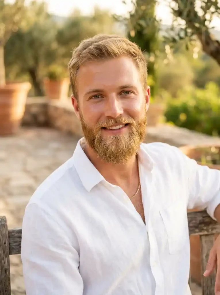 Natural Blonde Beard with Moisturized Healthy Skin for Luminous Striking