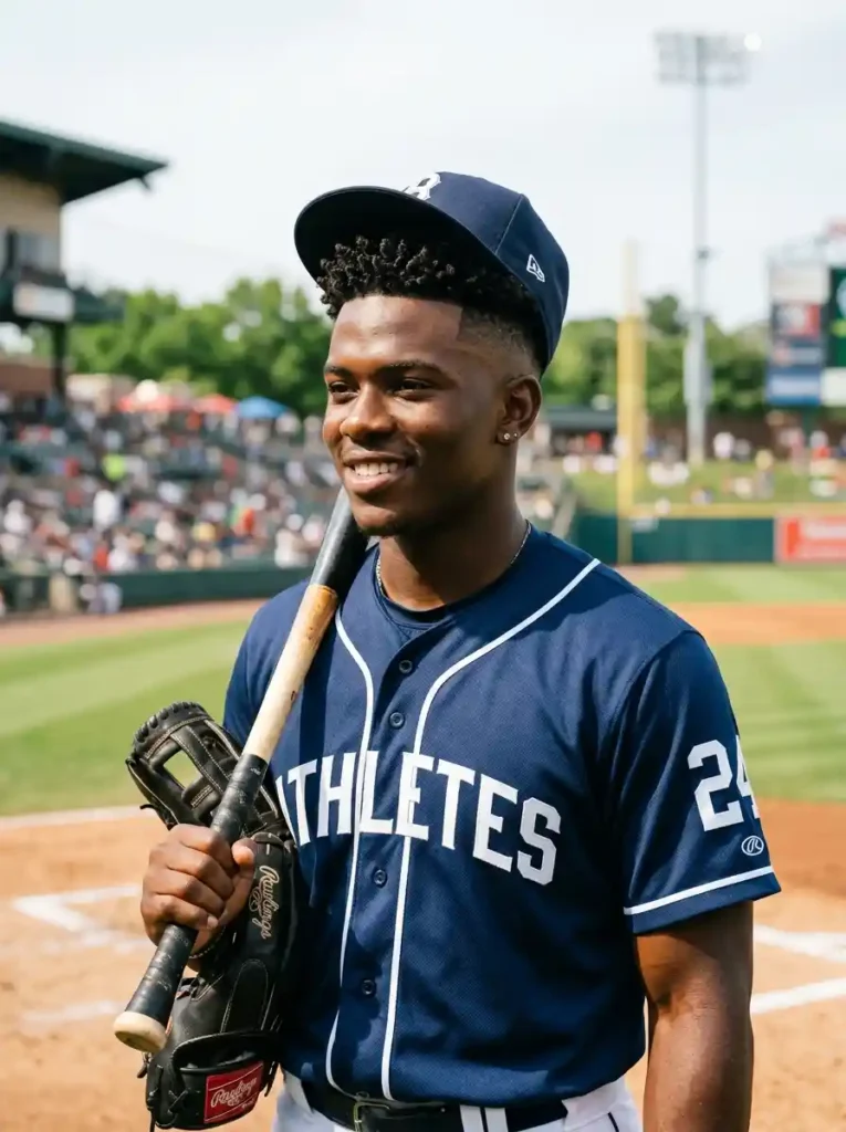 21 Baseball Haircuts That Keep Players Looking Sharp 17 Natural Coil Fade for Clean Cultural Baseball Sharp