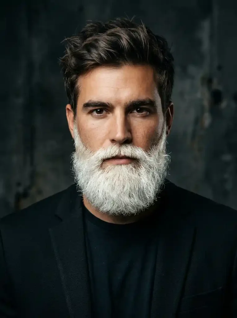 Platinum Blonde Beard with Dark Hair Contrast for Maximum Striking
