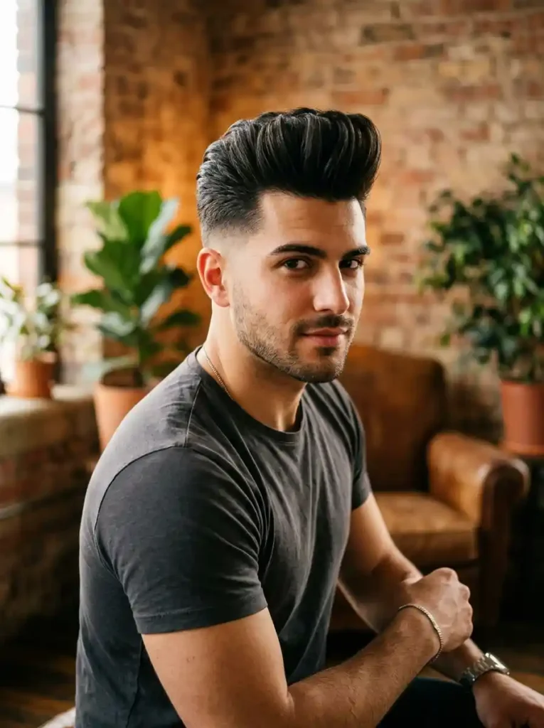 Pompadour with Fade for Classic Bold Sharp Modern