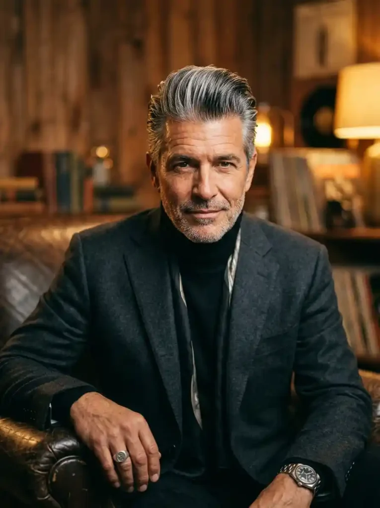 21 Greaser Hairstyles for Men That Define Vintage Cool 16 Salt and Pepper Greaser for Mature Distinguished Vintage Cool