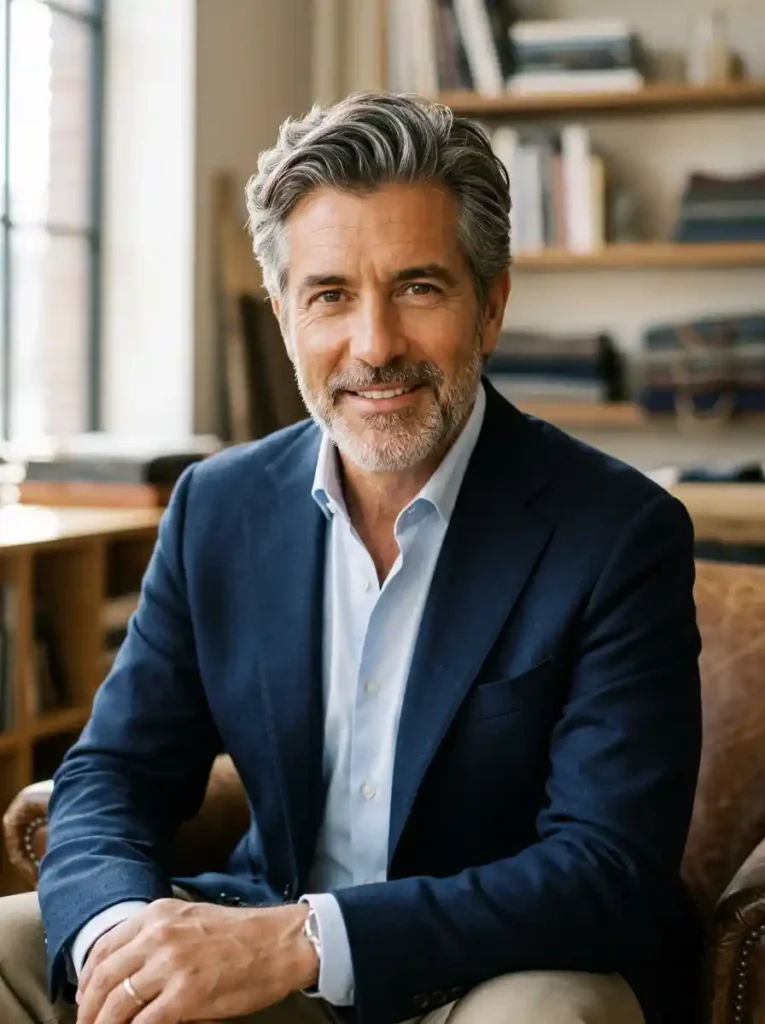 22 Grey Hairstyles Men Can Wear With Confidence 2 Salt and Pepper Side Part with Natural Volume for Classic Confidence
