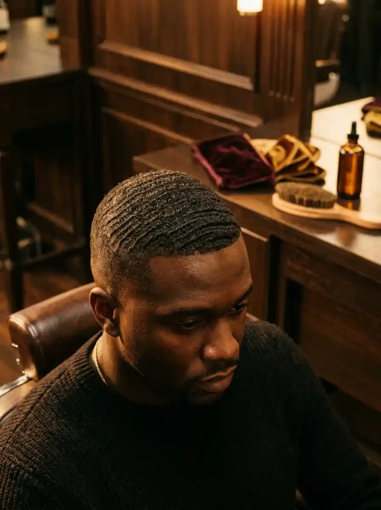 Shaved Sides with Defined Waves 360 Style