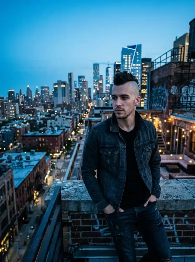 Shaved Sides with Faux Hawk Center Strip