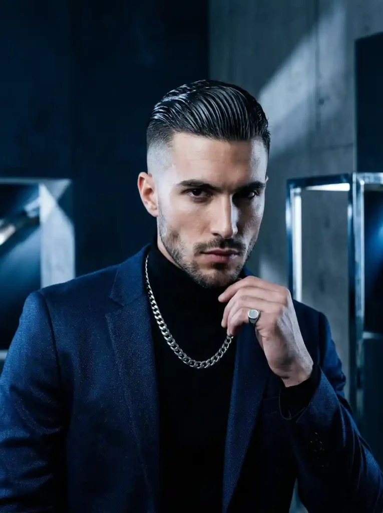 Shaved Sides with Slicked Down Wet Look