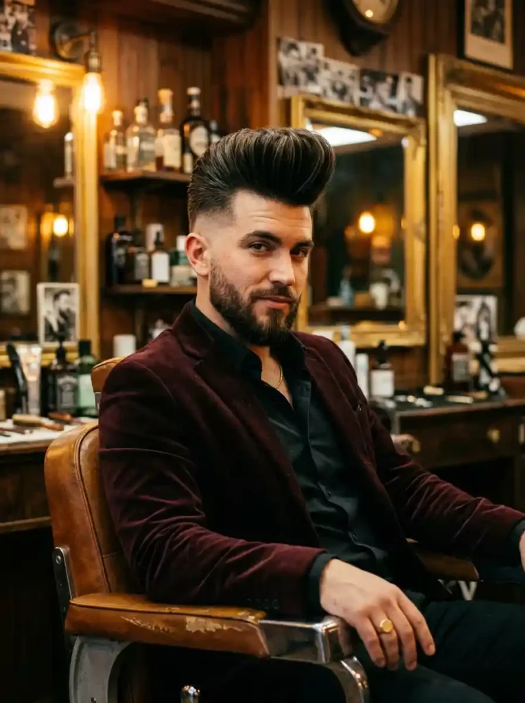 Shaved Sides with Voluminous Pompadour