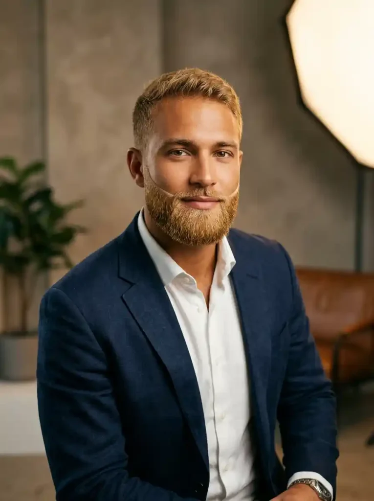 Short Boxed Blonde Beard for Clean Professional Striking Look