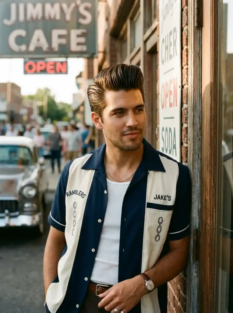 21 Greaser Hairstyles for Men That Define Vintage Cool 4 Side Part Greaser with Defined Volume for Cool Vintage Authority
