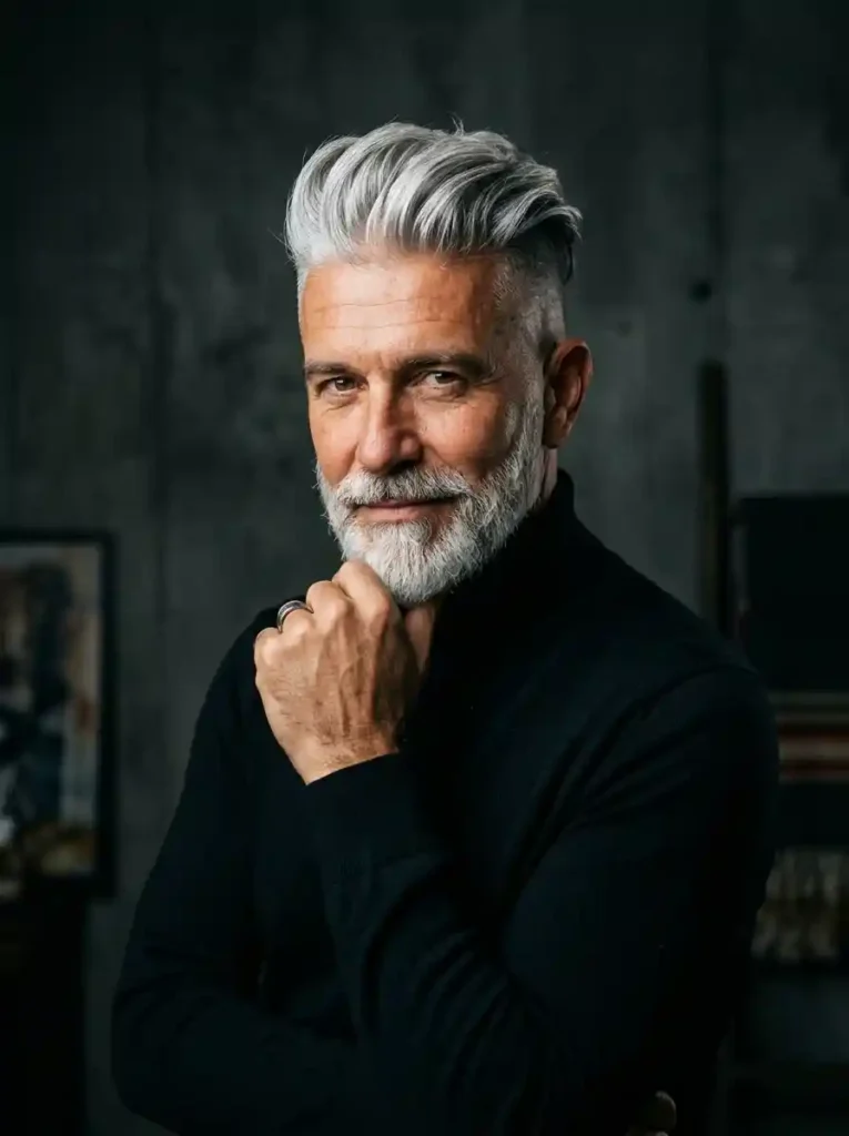 22 Grey Hairstyles Men Can Wear With Confidence 8 Silver Undercut with Natural Top for Edgily Confident Grey