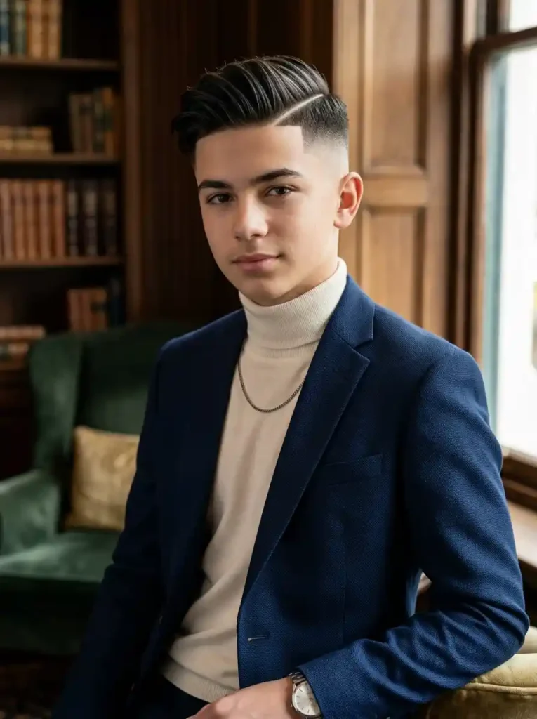 21 Boys Fade Haircuts Every Parent Will Want to Save 15 Skin Fade with Hard Part and Brushed Back Top