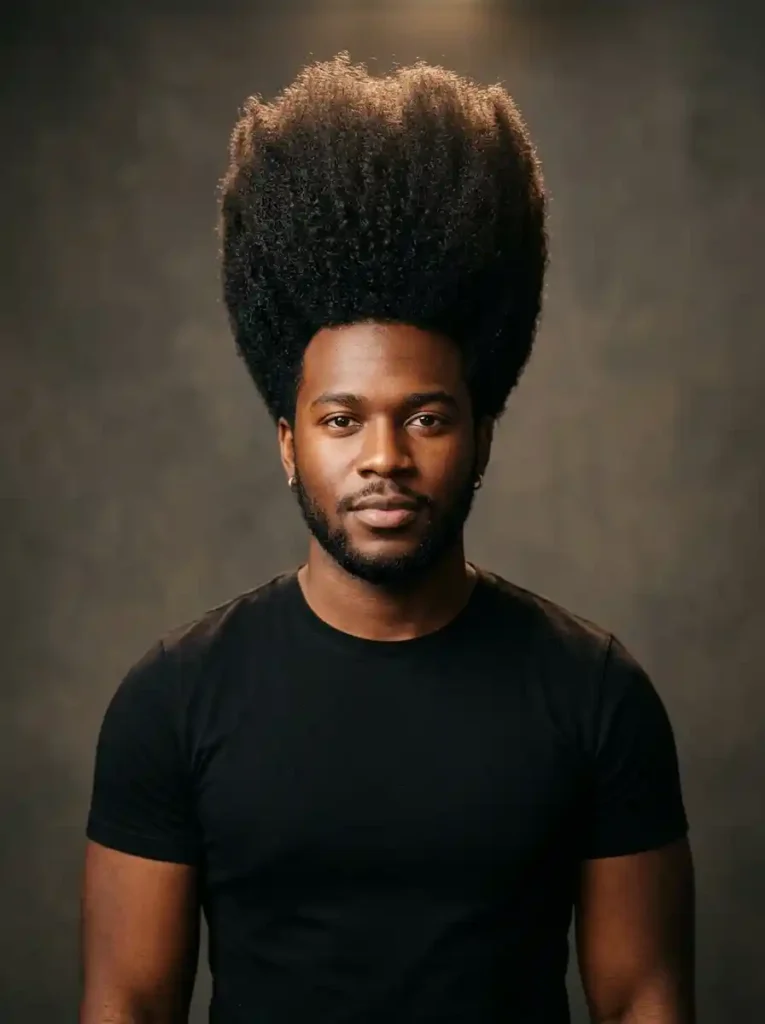 22 Best Hairstyles for Round Faces Men Swear By for Balance 3 Tall Natural Afro for Powerful Vertical Round Face Balance