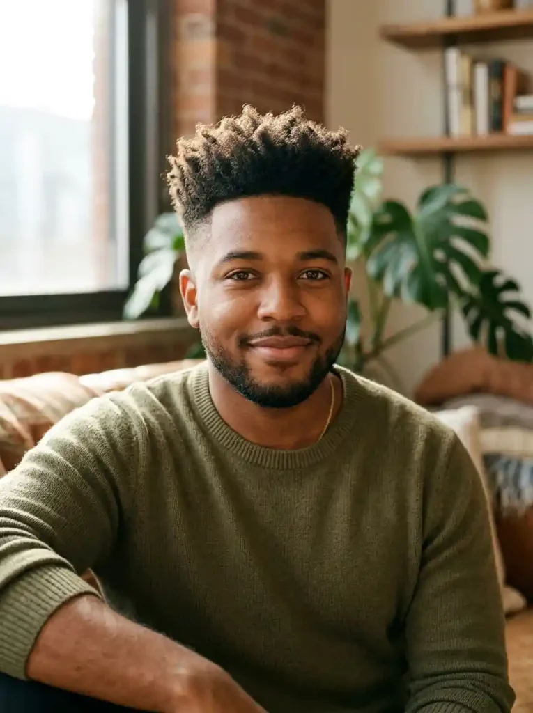 22 Best Hairstyles for Round Faces Men Swear By for Balance 9 Taper Fade with Textured Natural Top for Balanced Modern Natural