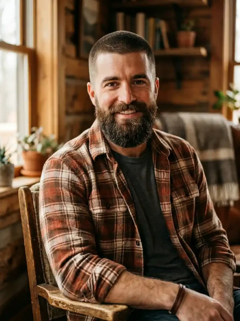 The Butch Cut With Beard Combo Balances Proportions
