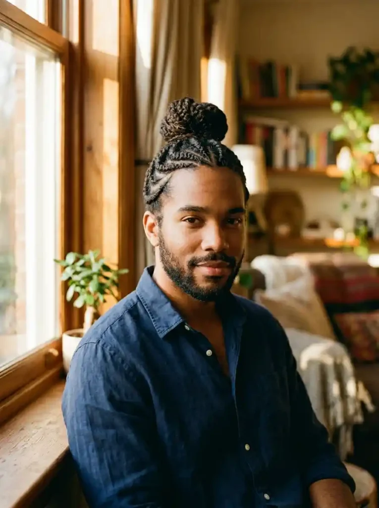 The Classic Braided Crown Into Top Bun