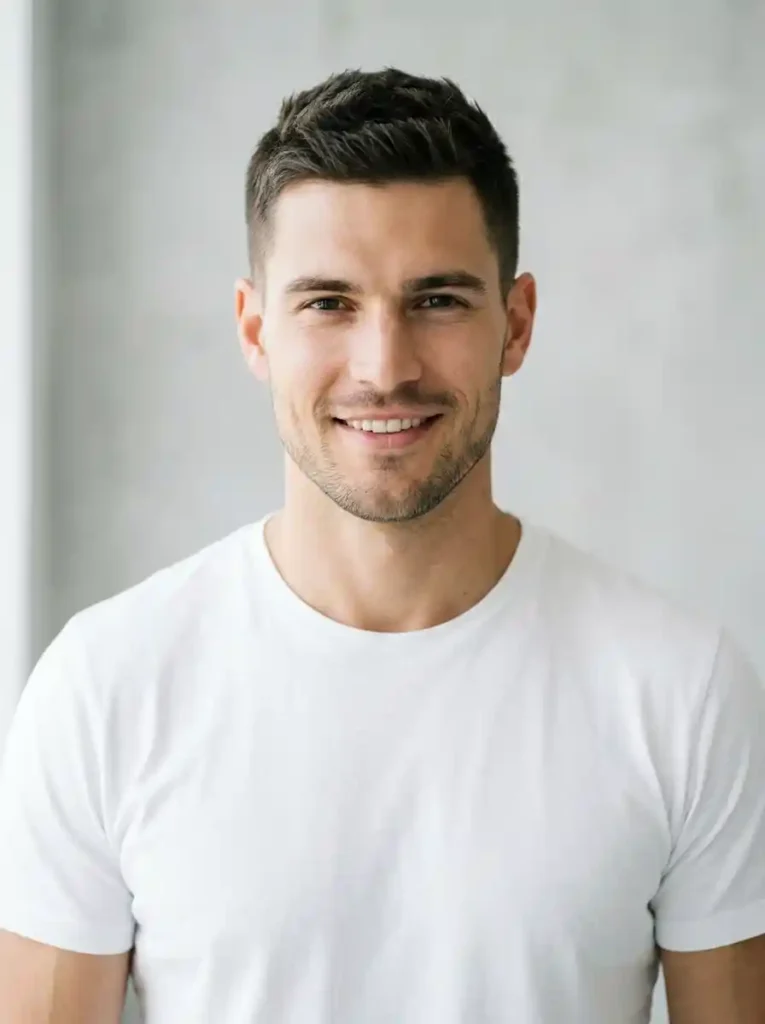 The Classic Crew Cut Highlights Diamond Face Symmetry