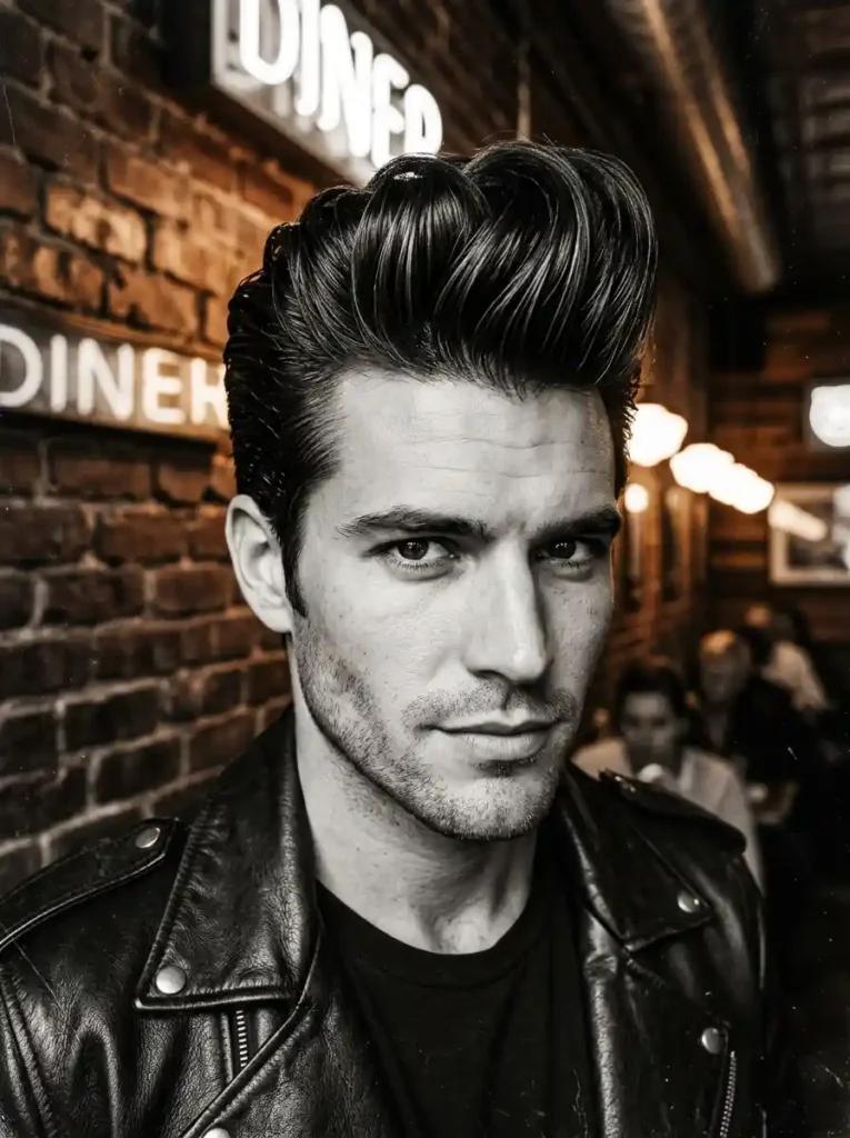 23 Pompadour Hairstyles Men Love for Timeless Style 1 The Classic Rockabilly Pompadour With Maximum Volume