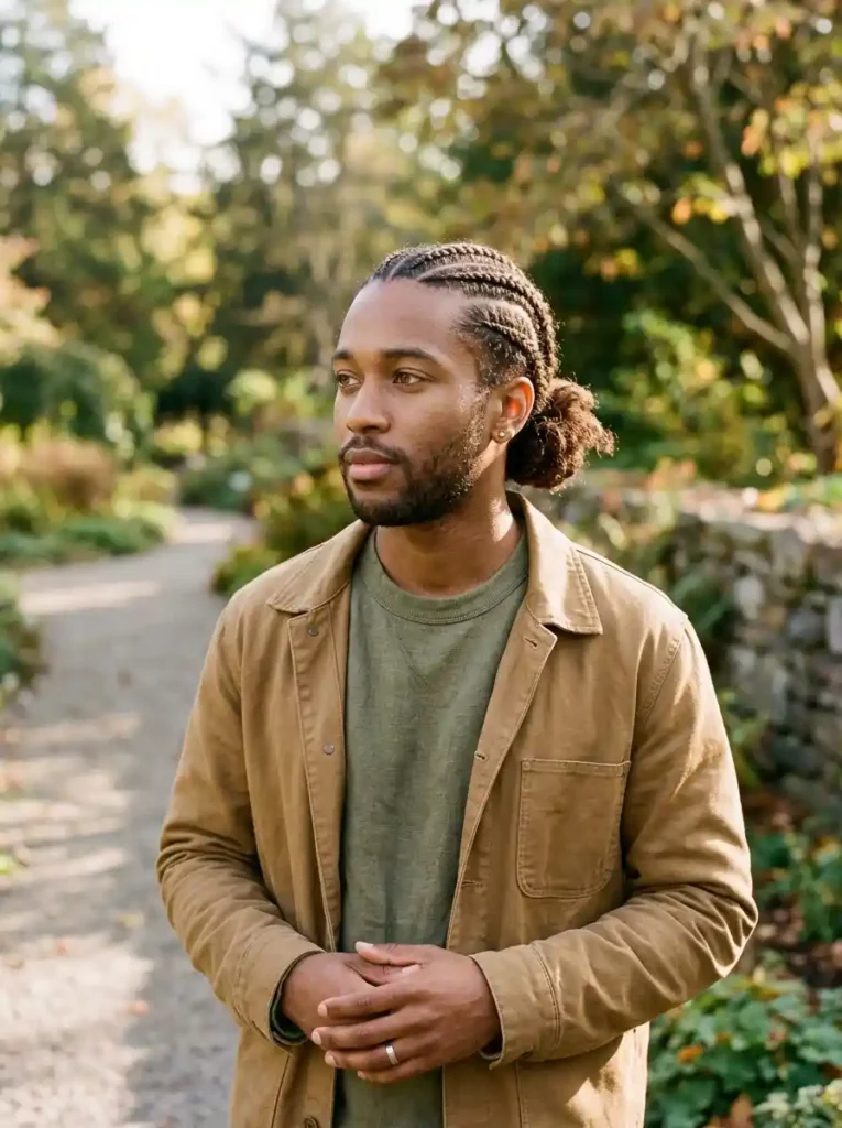 The Cornrow Half Crown With Loose Bun Below