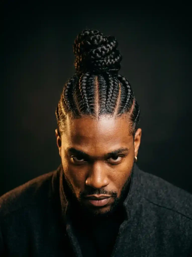 The Cornrows Into High Bun for Maximum Height