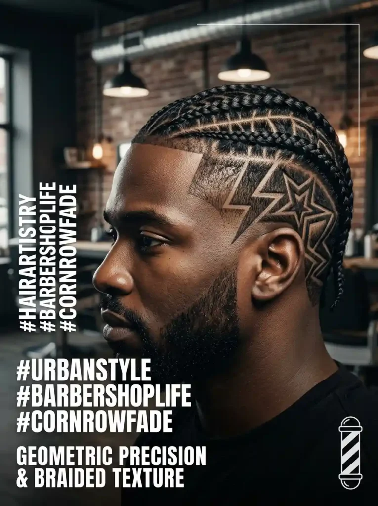 24 Cornrow Hairstyles for Men That Never Go Out of Style 17 The Cornrows With Shaved Designs for Contemporary Art