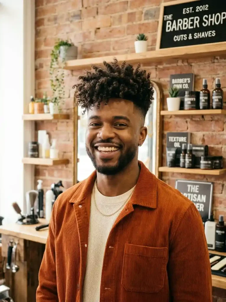 The Curly Top Fade — Embracing Natural Texture Fully 1