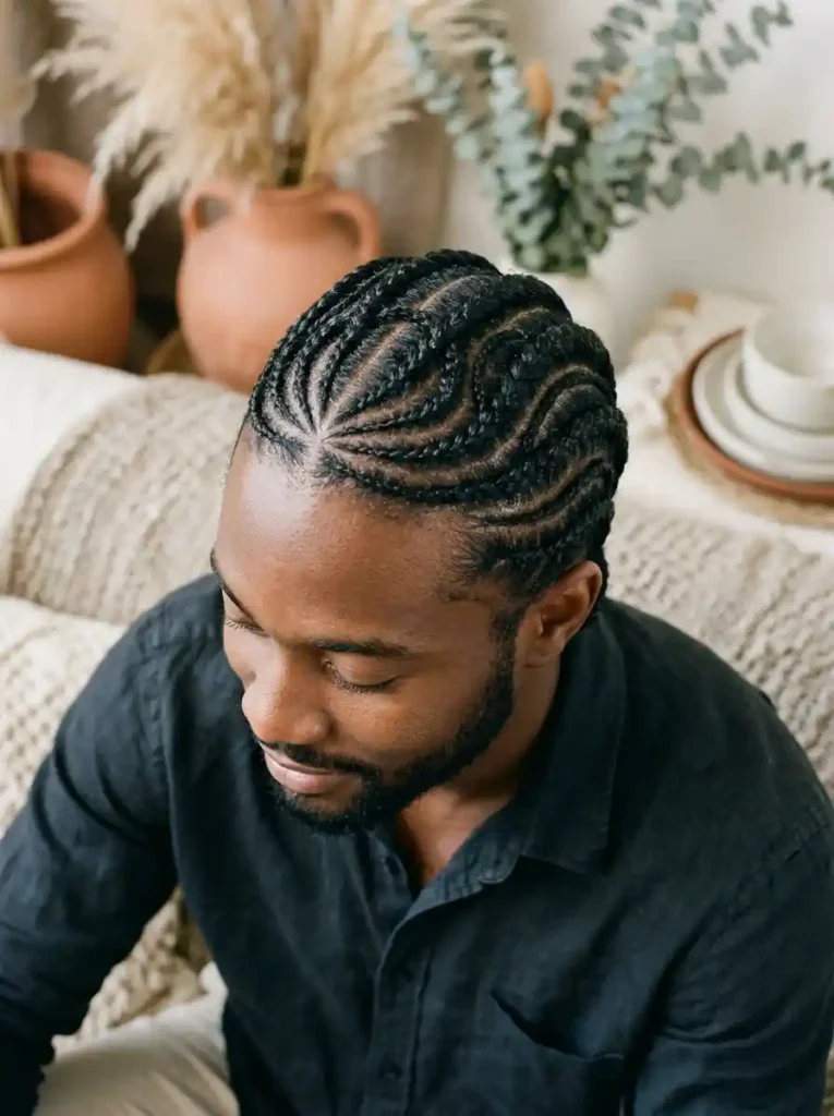 24 Cornrow Hairstyles for Men That Never Go Out of Style 8 The Curved Cornrows That Follow Head Contour