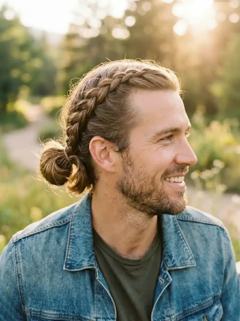 The Double Braids Into Low Bun for Effortless Structure