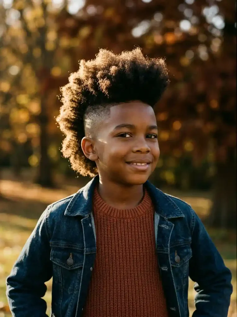 The Fade with Natural Coil Frohawk — Volume Architecture